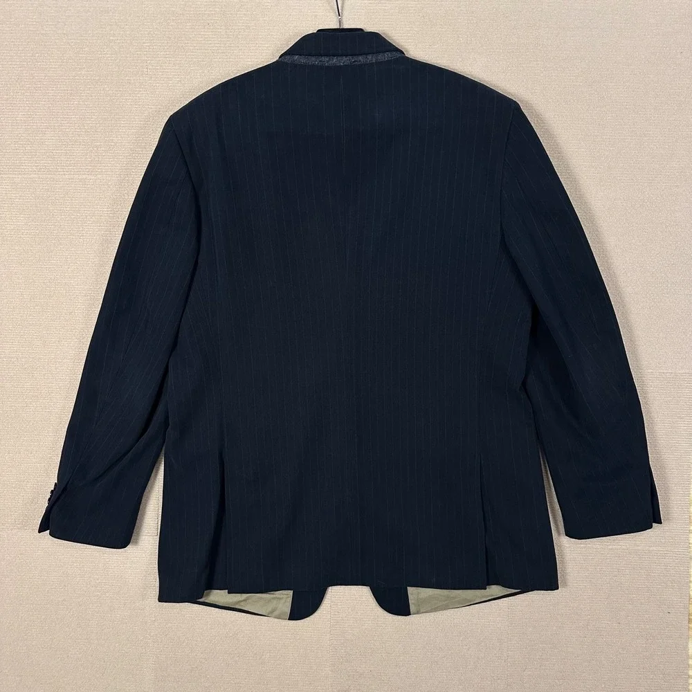 Banana Republic Blazer Mens 48L Black Pinstripe 100% Cotton Vintage 2005